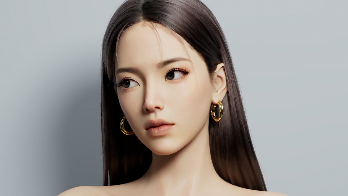 4K高清动漫壁纸，3D美女长发耳环，电脑桌面美化新选择