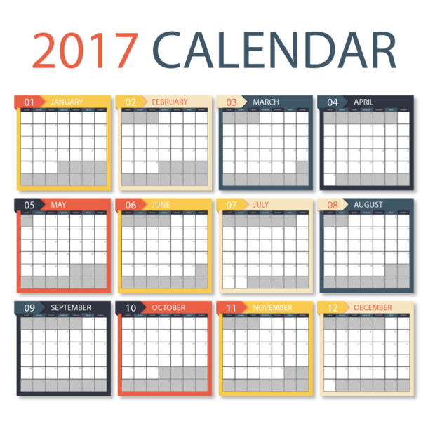 2017矢量日历PNG透明图，精美PPT设计素材下载