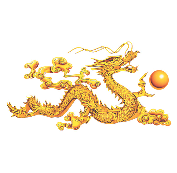 金色龙PNG素材，高清透明图片，动物装饰元素，设计下载