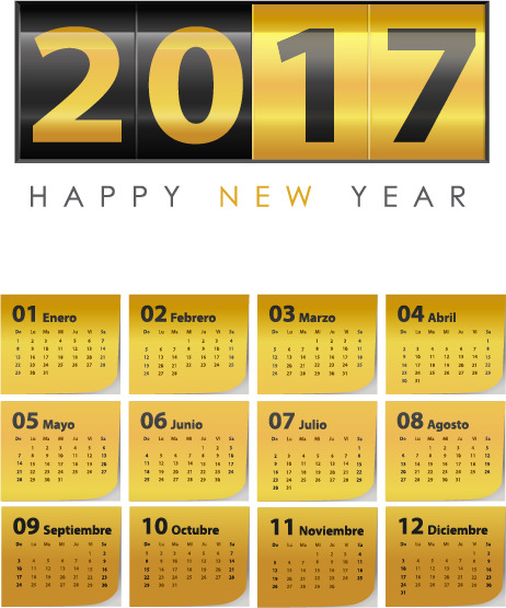 2017年计数器日历PNG透明图，精美PPT装饰素材下载