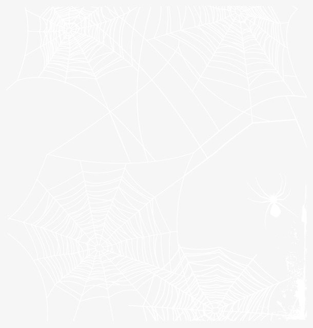 白色蜘蛛网矢量PNG，高清透明装饰元素，墨迹笔触设计素材下载