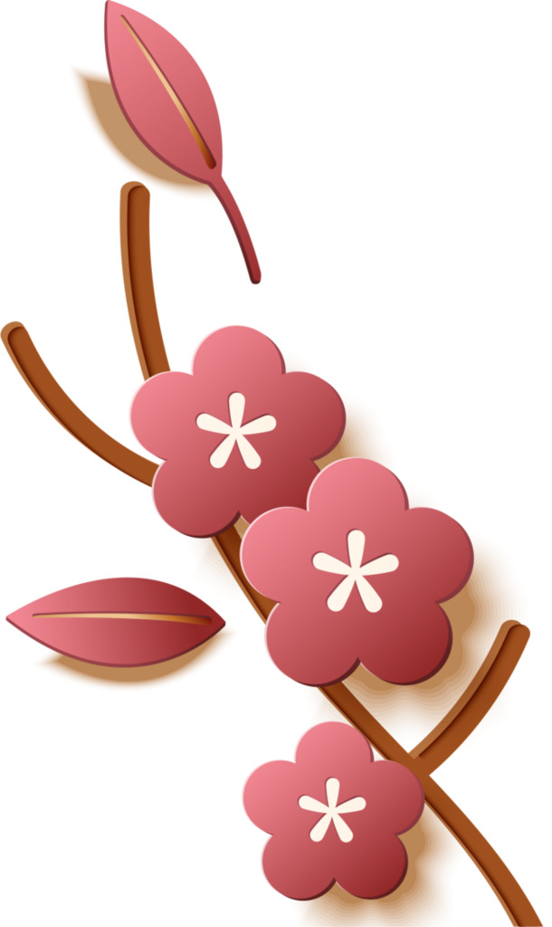 春节梅花图案PNG，高清透明，节日元素大放送，元旦春节元宵素材下载