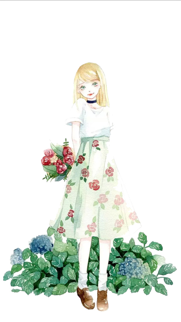 唯美手绘人物插画，高清PNG透明图片，手绘卡通元素，设计素材下载