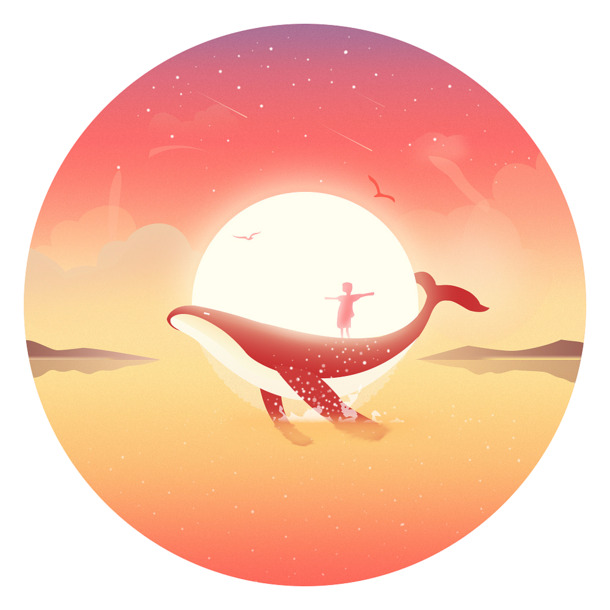 手绘卡通大鱼海棠插画，高清PNG透明图片，创意手绘元素设计素材下载