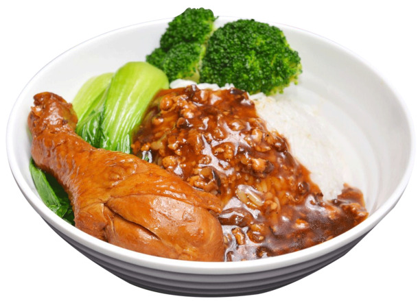 美味鸡腿饭PNG透明图片，高清生活装饰元素，设计素材下载