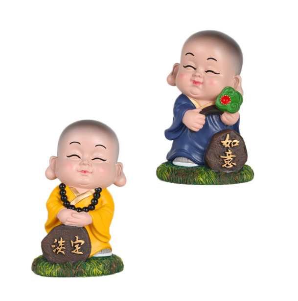 小和尚摆件高清PNG透明图，如意淡定迎佳节，元旦春节元宵素材下载