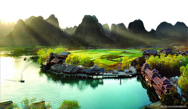 广西桂林山水美景PNG透明背景图，摄影风光素材下载