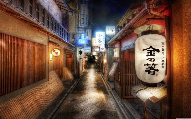 唯美古风灯笼街景PNG透明背景，手绘卡通图片设计素材高清下载