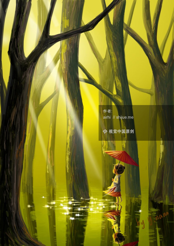 立绘彩绘树林环境，高清PNG透明背景，H5设计素材下载