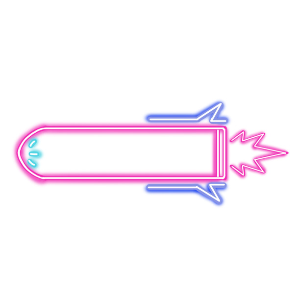 简约火箭霓虹灯边框PNG素材，高清透明免抠，创意设计资源下载