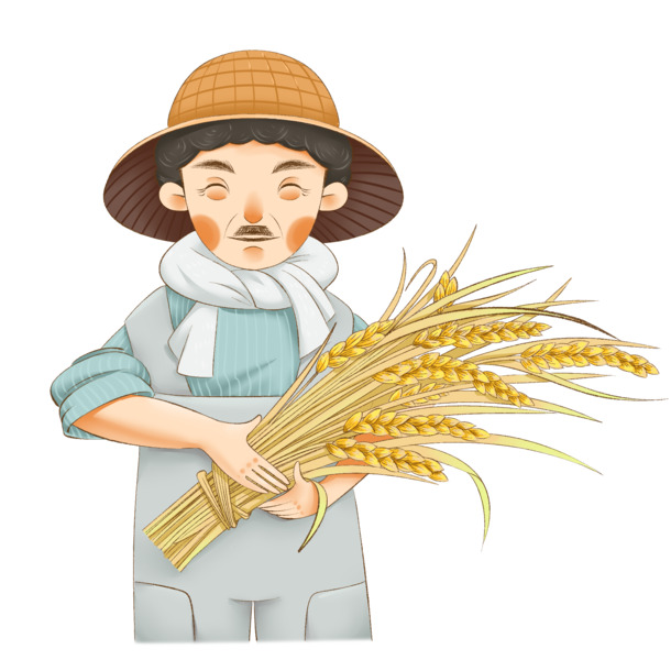 爷爷手持麦穗高清PNG，透明免抠素材，设计元素一站下载