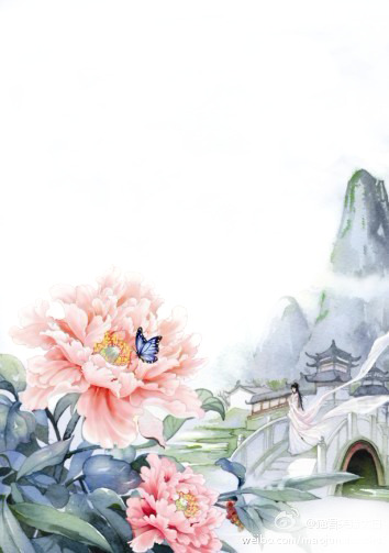 唯美古风水彩插画PNG透明图片，植物装饰元素，高清素材免费下载