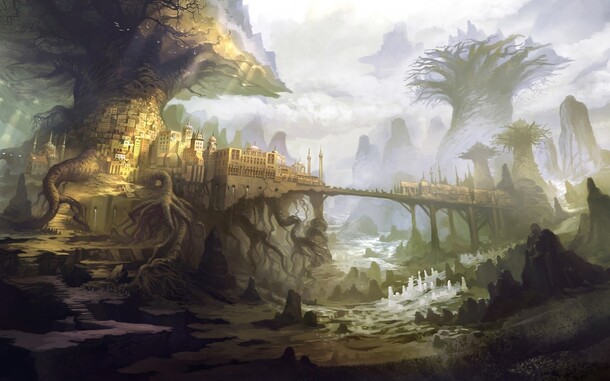 梦幻森林壁纸，高清PNG透明背景，抽象梦幻元素，设计素材免费下载