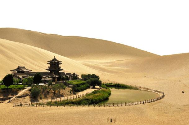 唯美鸣沙山风光，高清PNG透明背景摄影素材，免费下载