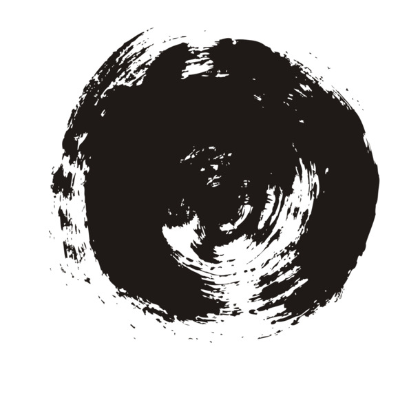 高清黑色圆形水墨笔触PNG图片，透明装饰元素，免费下载设计素材