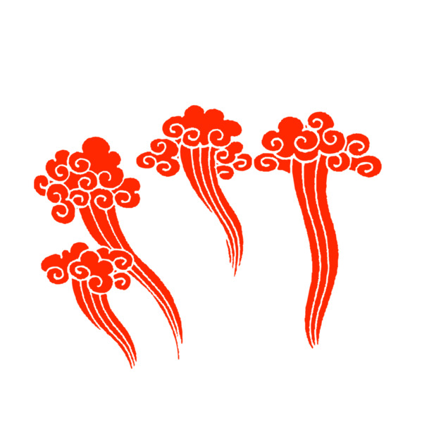 复古祥云中式元素，高清红色PNG透明图片，中国风装饰图案设计素材下载