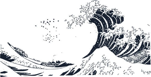 海浪手绘卡通PNG透明图片，AI格式设计素材免费下载