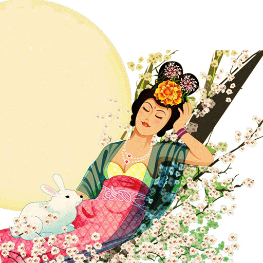 中秋节必备，嫦娥奔月高清PNG透明图，创意节日素材免费下载
