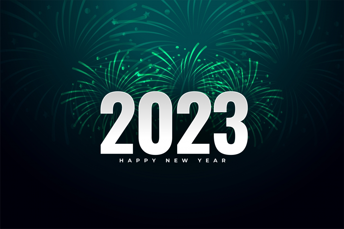 2023绿色烟花庆新年，6K超清壁纸素材，高清4K背景图片免费下载