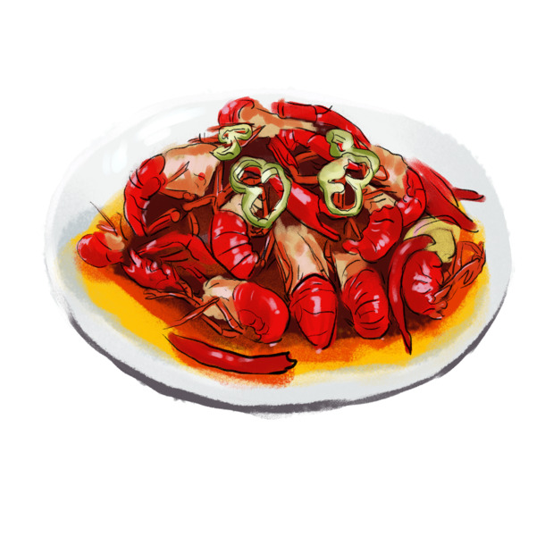 小龙虾PNG透明图标，高清免扣素材，盘李装饰元素下载