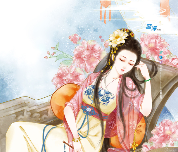 古风美女手绘插画，优雅高清PNG透明背景，卡通手绘素材下载