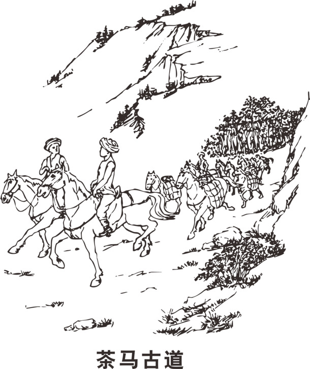 茶马古道精美PNG透明图，笔触装饰元素，设计素材下载
