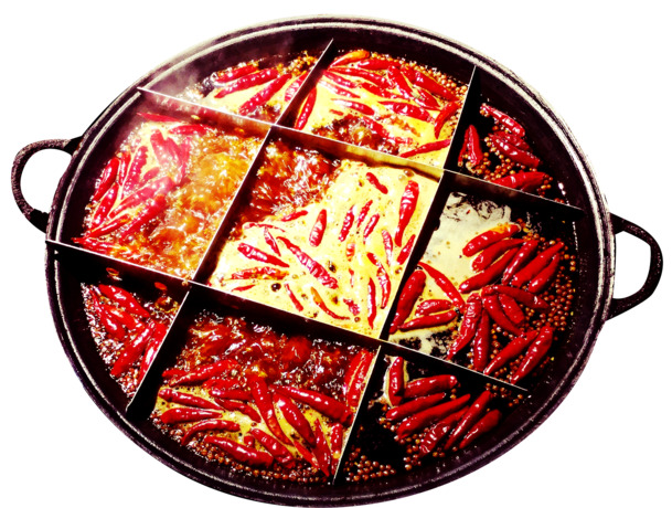 川味九宫格火锅PNG透明图，高清装饰元素，生活用品设计素材下载