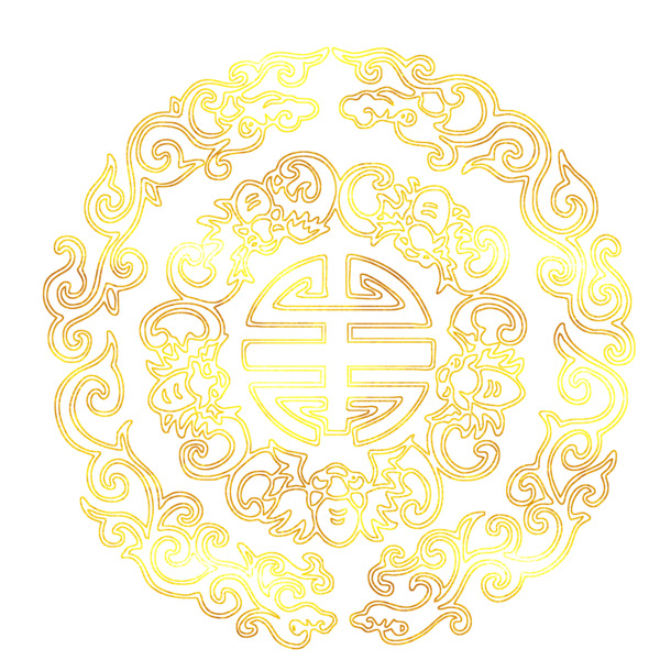 中国风烫金花纹PNG透明图，高清免抠装饰元素，设计素材下载
