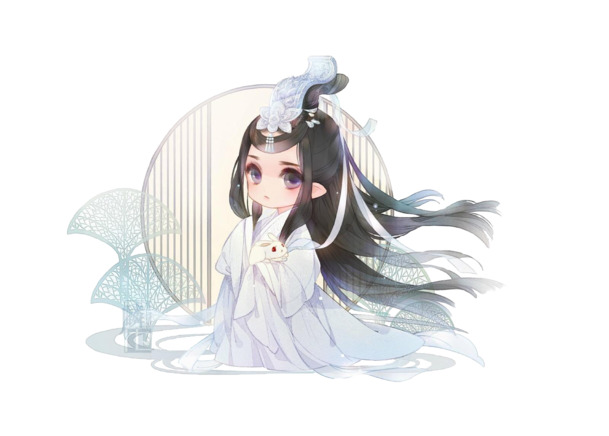 中秋佳节，嫦娥抱玉兔唯美PNG透明图，高清节日元素素材下载
