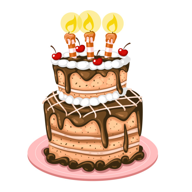 美味巧克力生日蛋糕，手绘卡通PNG透明图片，AI设计素材免费下载
