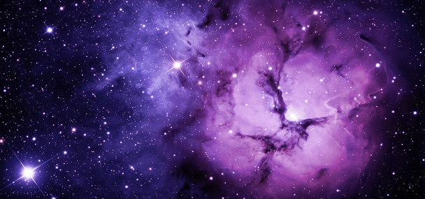 梦幻紫色星空PNG透明背景，高清banner海报设计素材免费下载