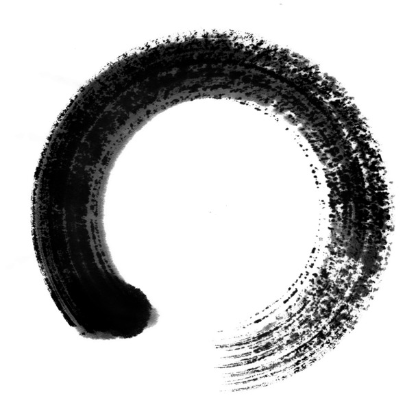 圆形水墨边框素材，高清PNG透明手绘卡通元素，PSD格式免费下载