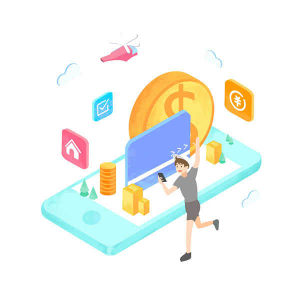 卡通3D金融插画，高清PNG透明图+手绘卡通元素，PSD设计素材下载