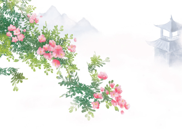春天月季手绘花朵PNG/PSD素材，高清透明卡通元素，免费下载