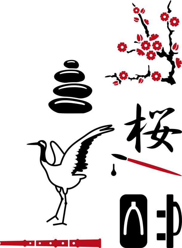 日本经典元素高清PNG透明图片，墨迹笔触装饰素材，免费下载