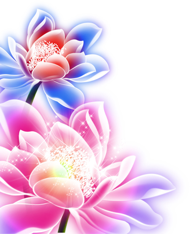 中秋紫色荧光荷花PNG素材，高清透明图片，创意装饰元素