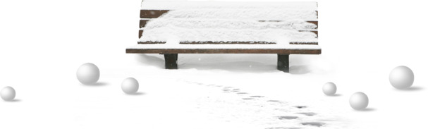 雪地雪球长椅PNG透明图，圣诞节日元素，高清素材免费下载