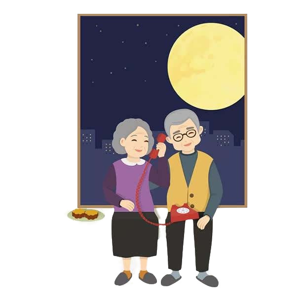 元旦春节元宵高清PNG透明图片，打电话给父母，温馨节日素材下载