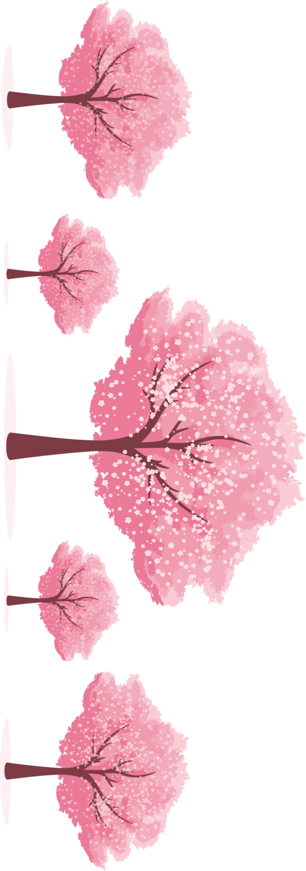 矢量樱花树PNG透明图，高清装饰元素，植物设计素材下载