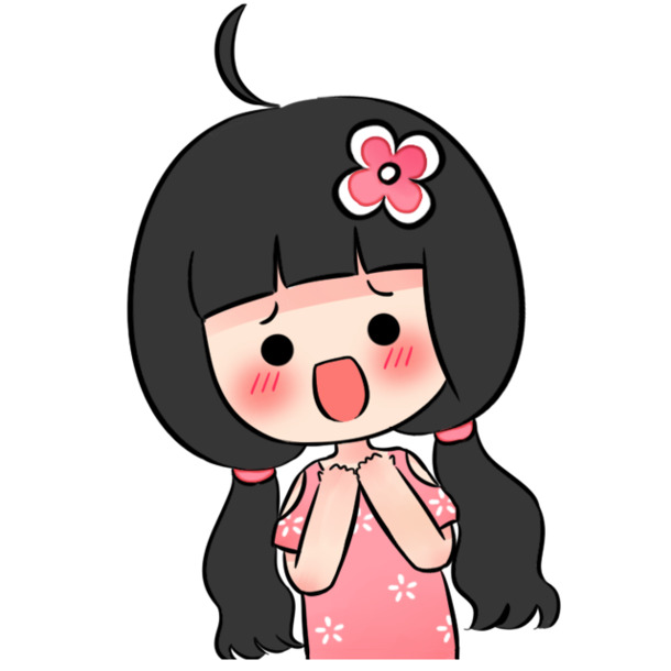 卡通脸红马尾女孩PNG透明图，高清花瓣漂浮元素，设计素材下载