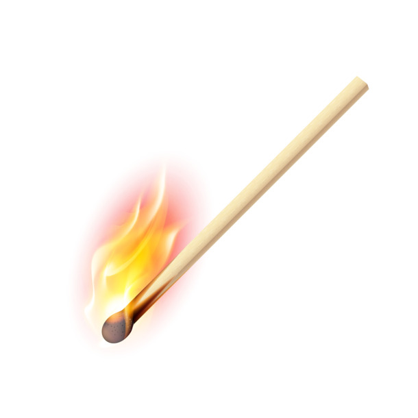 手绘火柴燃烧特效PNG素材，高清透明装饰元素，免费下载