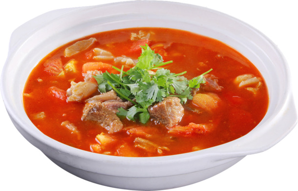 高清PNG透明图，西红柿炖牛肉砂锅，生活装饰元素，图片设计素材下载