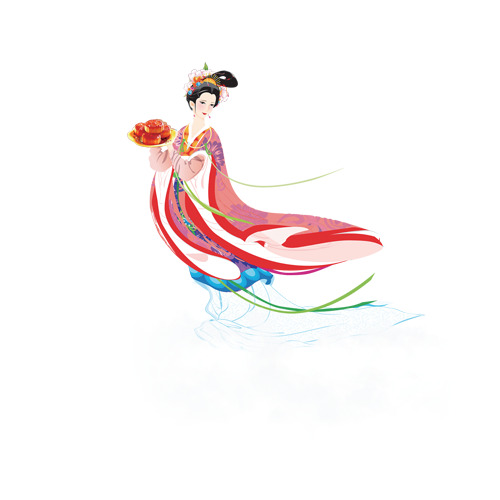 嫦娥奔月PNG透明图，高清中秋节节日元素，设计素材免费下载