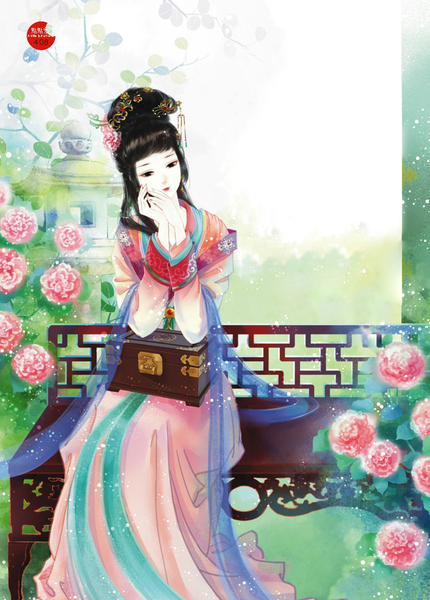 忧郁女子沉思PNG素材，高清透明背景，卡通手绘风格