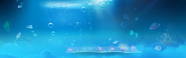 海底背景PNG透明图片，高清Banner海报设计素材，免费下载