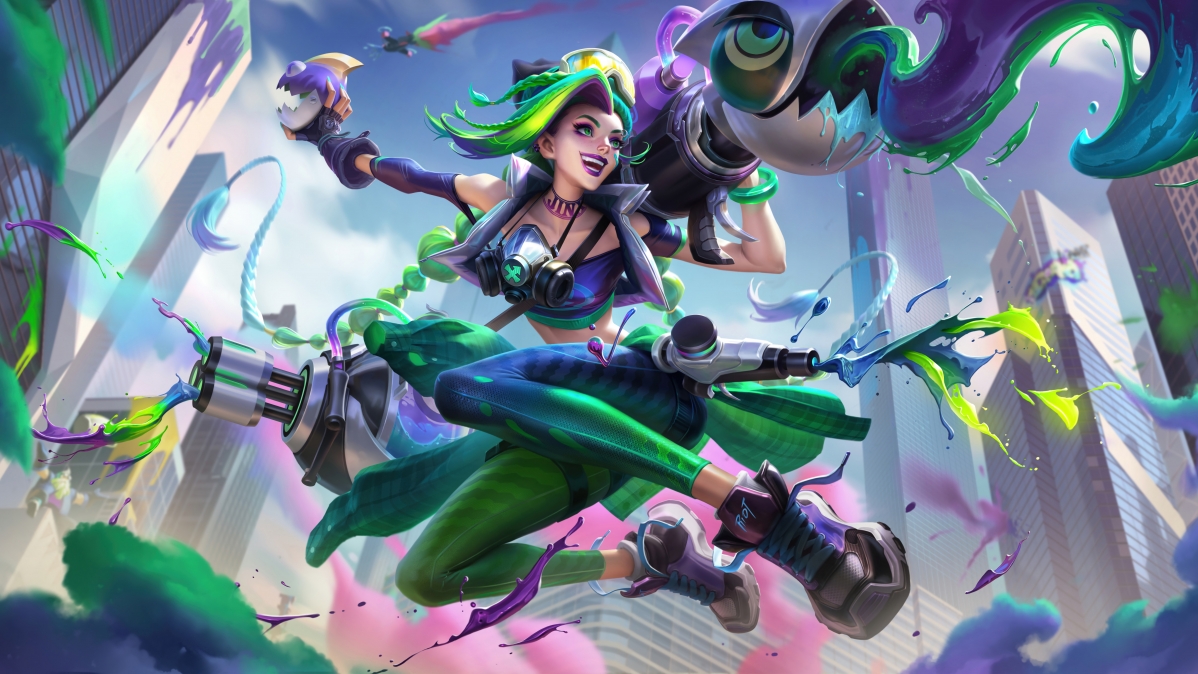 英雄联盟LOL，暴走萝莉金克丝涂鸦小队，超高清8K游戏壁纸，7680x4320像素下载