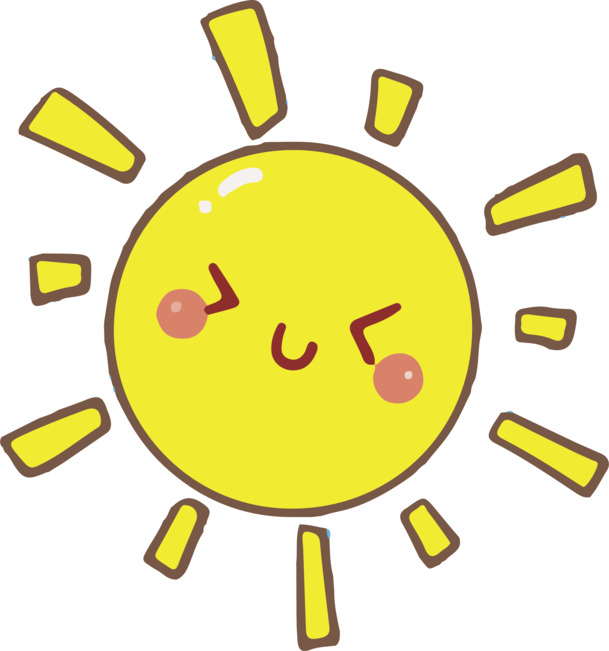 超萌挤眼太阳PNG透明图，手绘卡通元素，高清下载