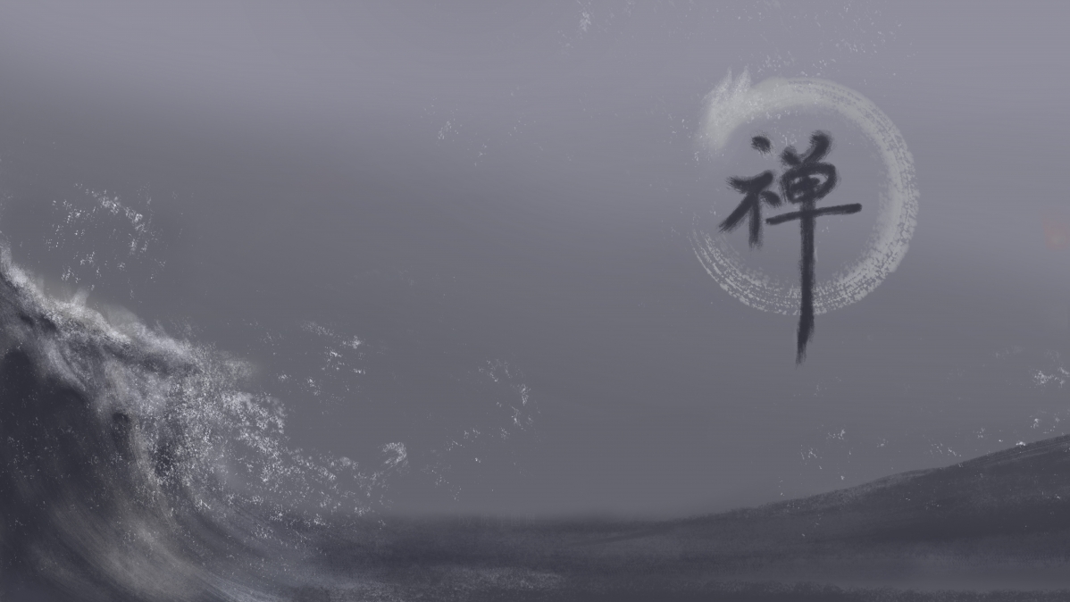禅意中国风，海浪龙纹，黑白暗调，8K超清壁纸，尊享7680x4320高清下载