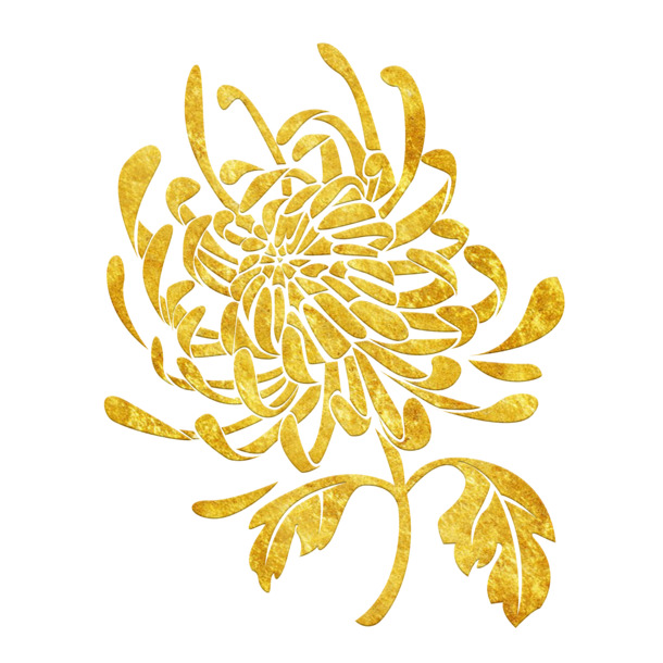 国潮风描金牡丹PNG透明图，高清装饰元素，花纹设计素材下载