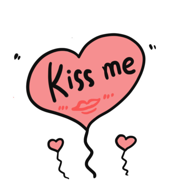 Kiss Me主题爱心气球PNG透明图，高清情人节设计素材免费下载